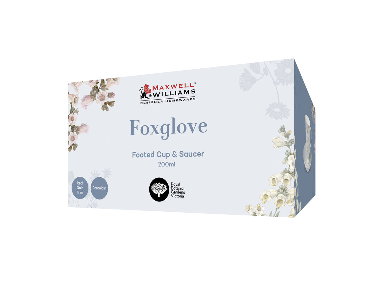 MW Royal Botanic Gardens Foxglove Footed Cup & Saucer 200ML Gift Boxed