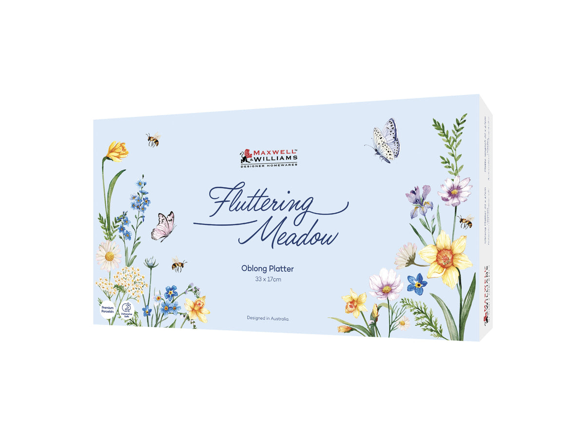 MW Fluttering Meadow Oblong Platter 33x17cm Gift Boxed
