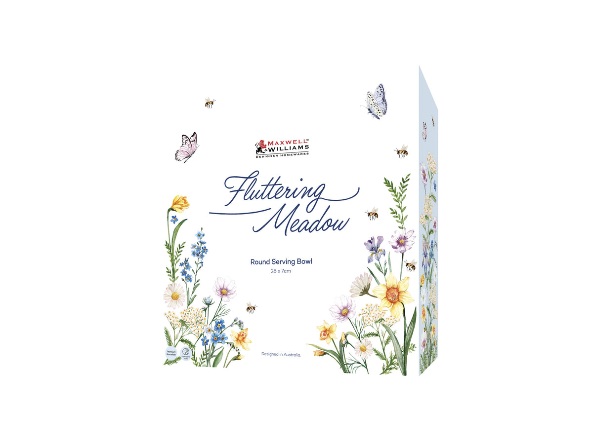 MW Fluttering Meadow Round Serving Bowl 28x7cm Gift Boxed