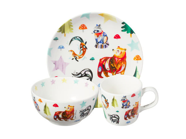 MW Pete Cromer Woodland Creatures Children's 3pc Dinner Set Gift Boxed