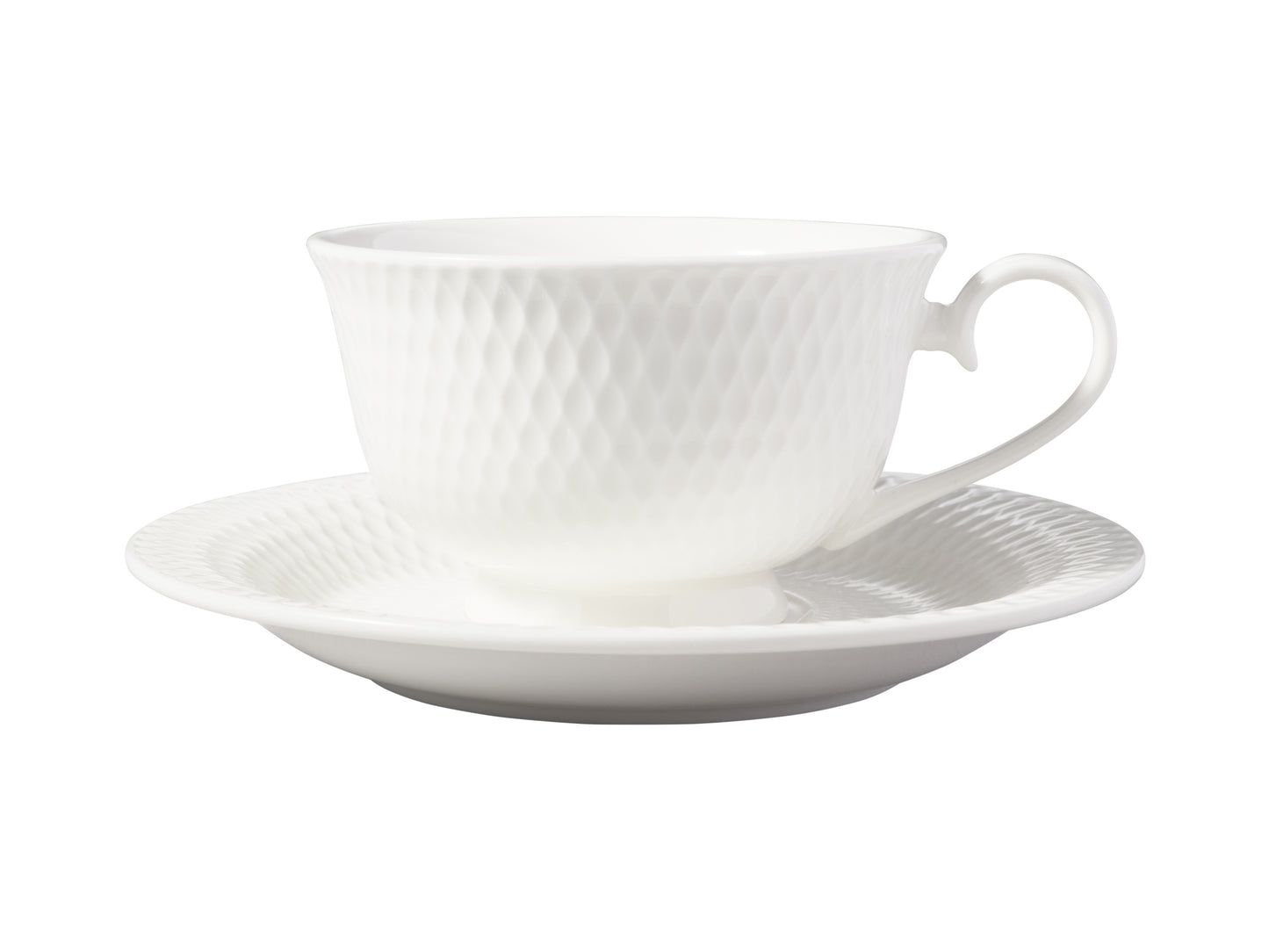 MW White Basics Diamonds Footed Cup & Saucer 200ML