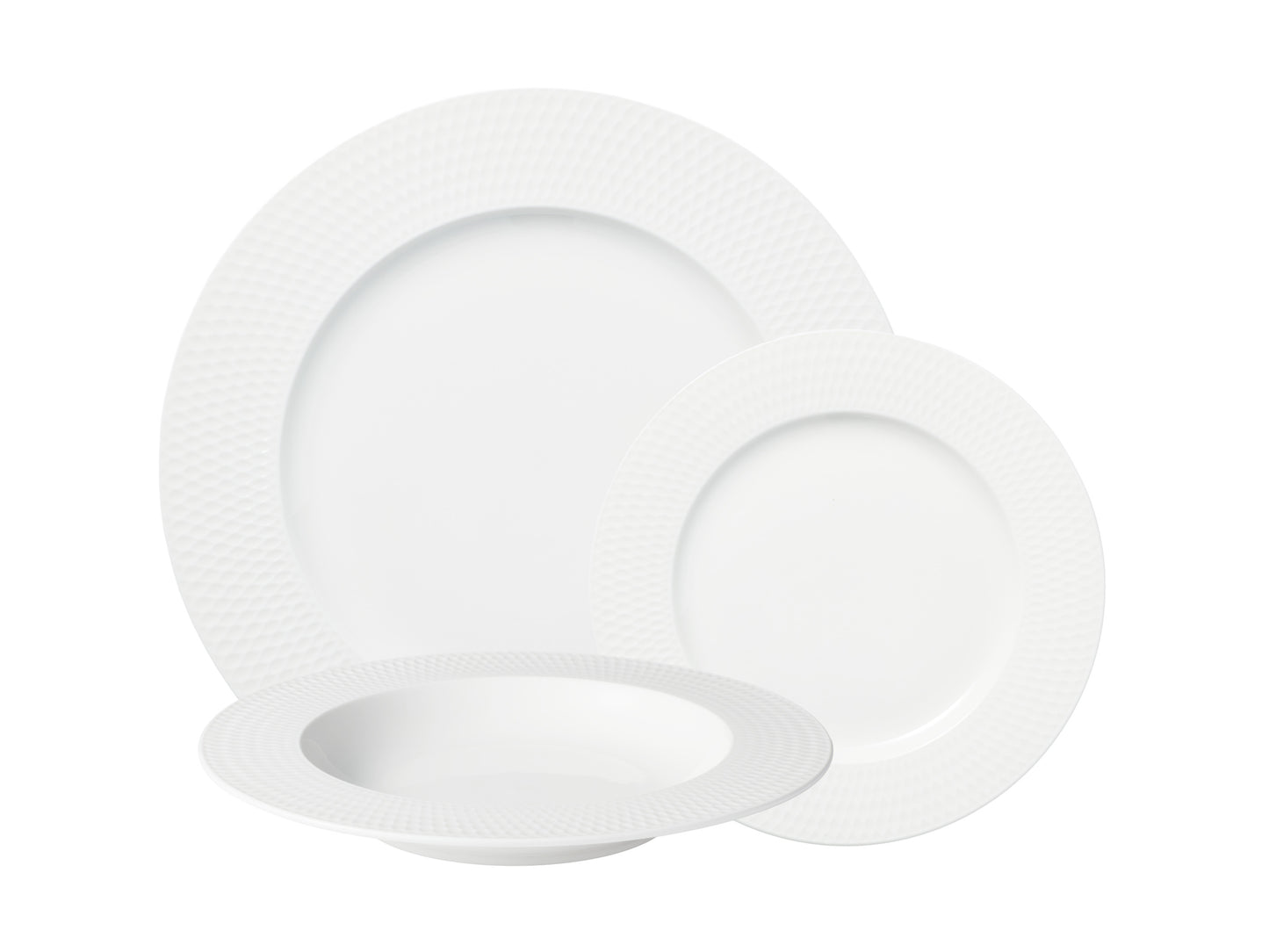 MW White Basics Diamonds Rim Dinner Set 12pc Gift Boxed