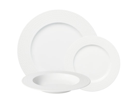 MW White Basics Diamonds Rim Dinner Set 12pc Gift Boxed