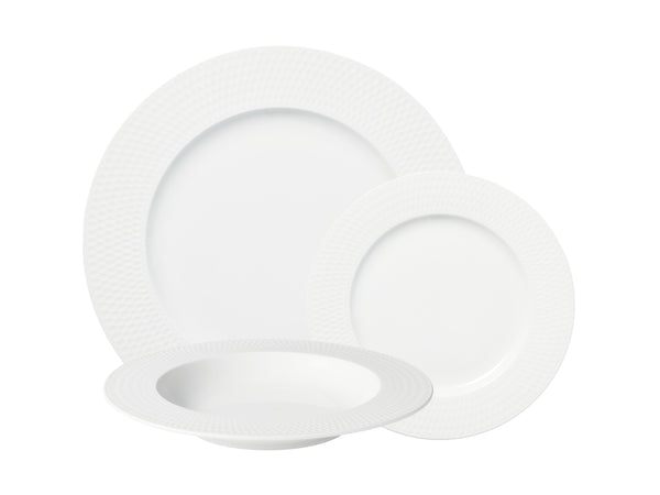 MW White Basics Diamonds Rim Dinner Set 12pc Gift Boxed