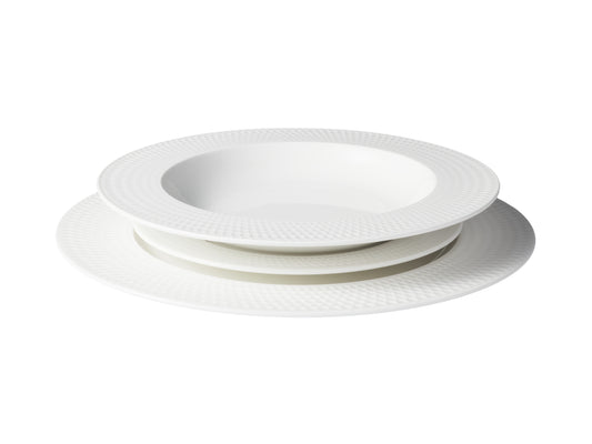 MW White Basics Diamonds Rim Dinner Set 12pc Gift Boxed