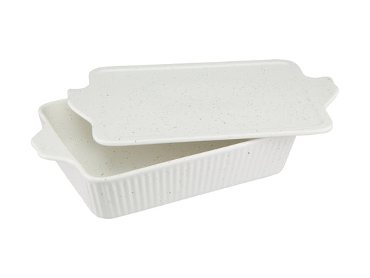 Maxwell & Williams Speckle Rectangular Baker With Tray 28x20cm Cream Gift Boxed