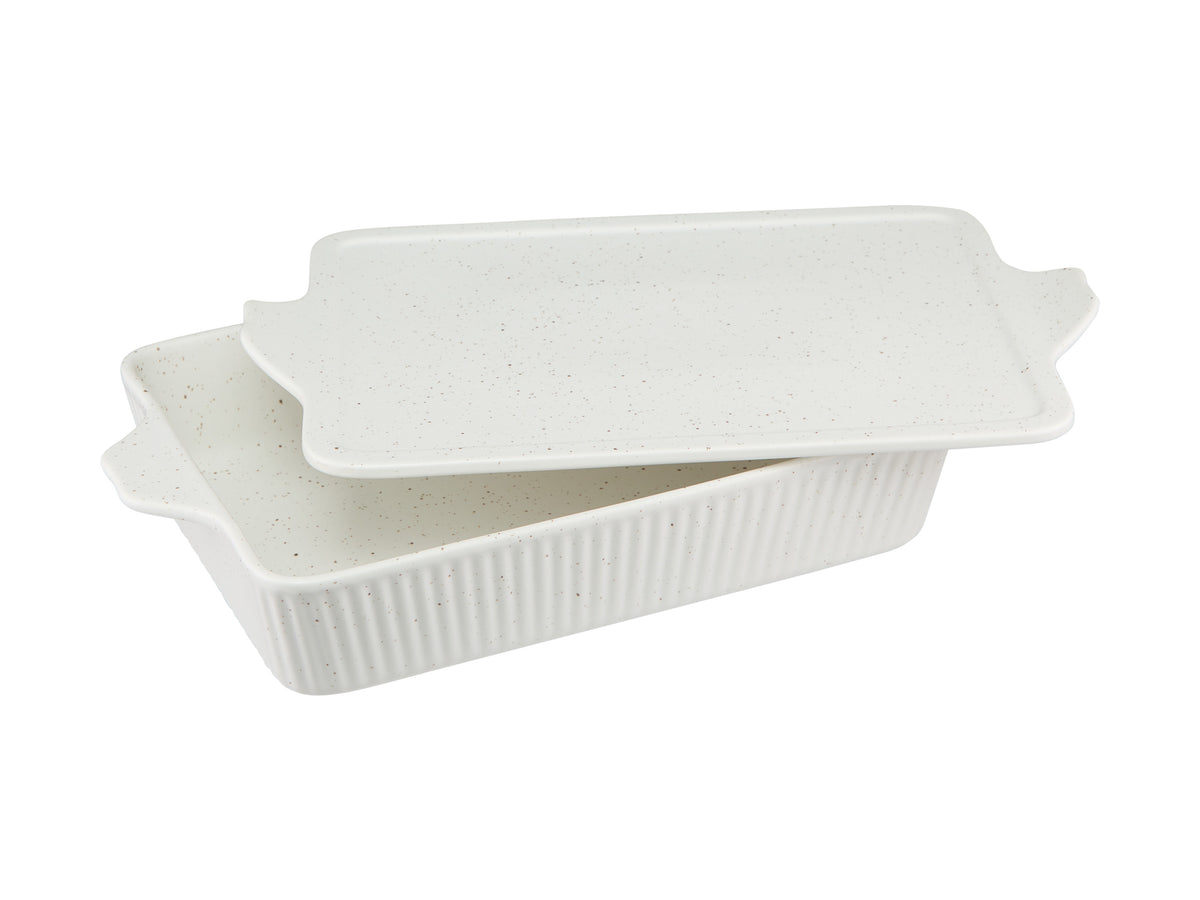 Maxwell & Williams Speckle Rectangular Baker With Tray 33x23cm Cream Gift Boxed