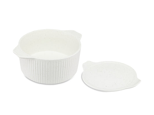 MW Speckle Round Casserole With Tray Lid 3L Cream Gift Boxed