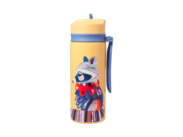 MW Pete Cromer Woodland Creatures Double Wall Insulated Bottle 500ML Raccoon
