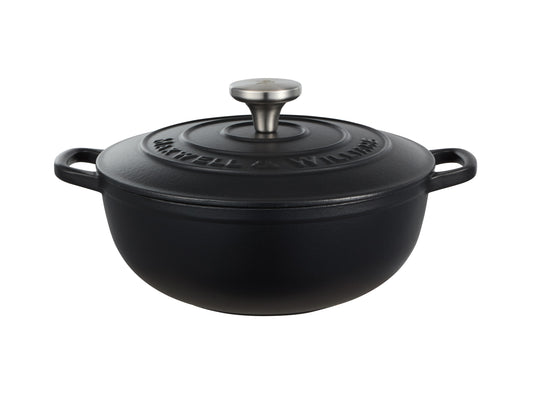 MW Cast Iron Round Casserole Black 24cm / 3.3L Gift Boxed