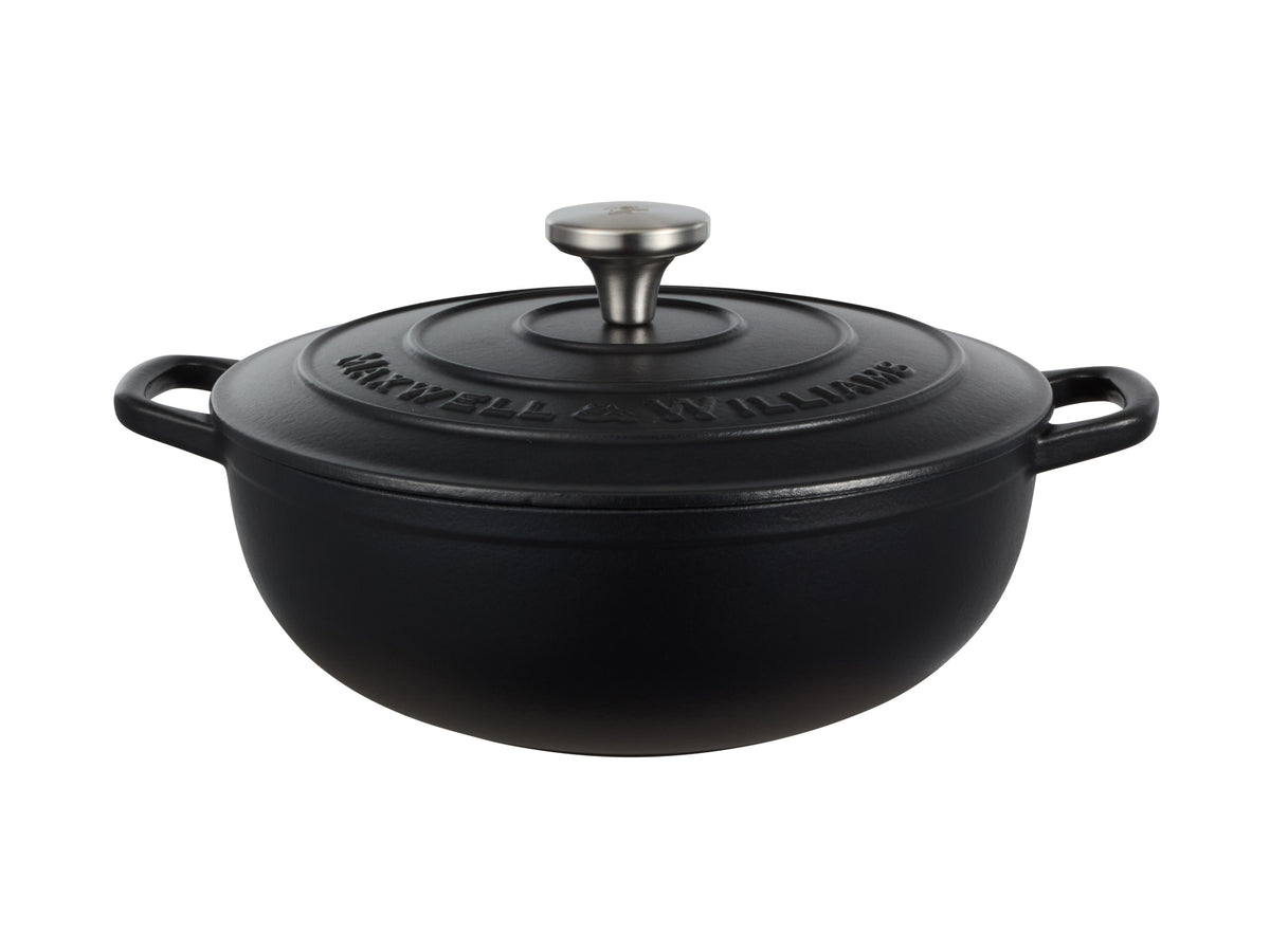 MW Cast Iron Round Casserole Black 26cm / 4L Gift Boxed