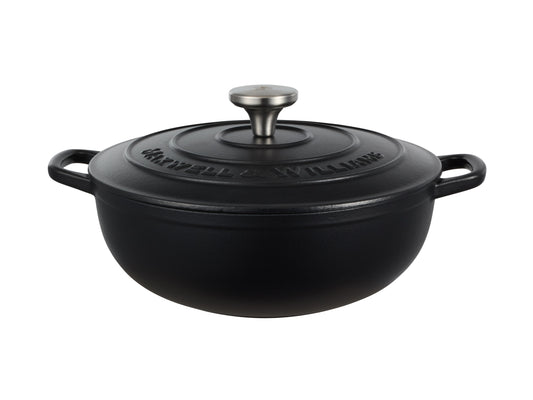 MW Cast Iron Round Casserole Black 26cm / 4L Gift Boxed