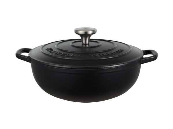 MW Cast Iron Round Casserole Black 26cm / 4L Gift Boxed