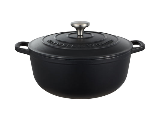 MW Cast Iron Round Casserole Black 28cm / 6.2L Gift Boxed