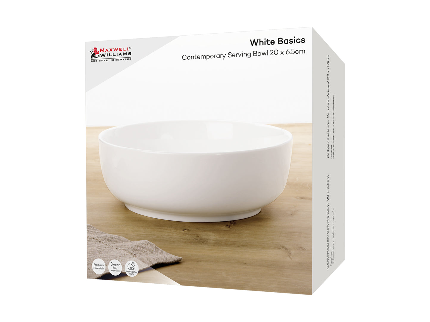 MW White Basics Contemporary Serving Bowl 20x6.5cm Gift Boxed
