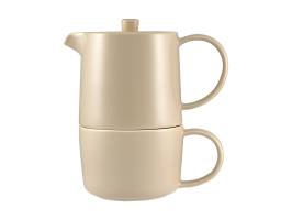 Maxwell & Williams Cafe Life Tea for One With Infuser 450ml Sand Gift Boxed