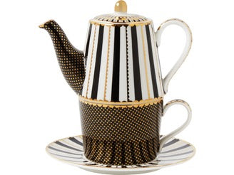 Maxwell & Williams Teas & C's Regency Tea for One With Infuser 340ml Black Gift Boxed