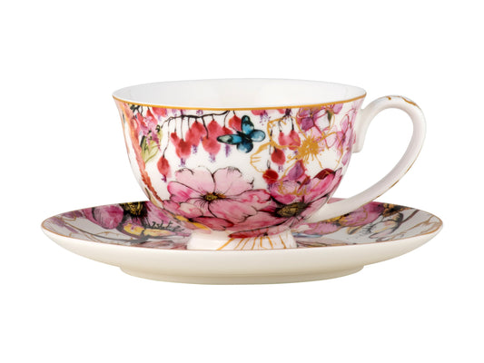 Maxwell & Williams Estelle Michaelides Enchantment Footed Cup & Saucer 200ml White Gift Boxed