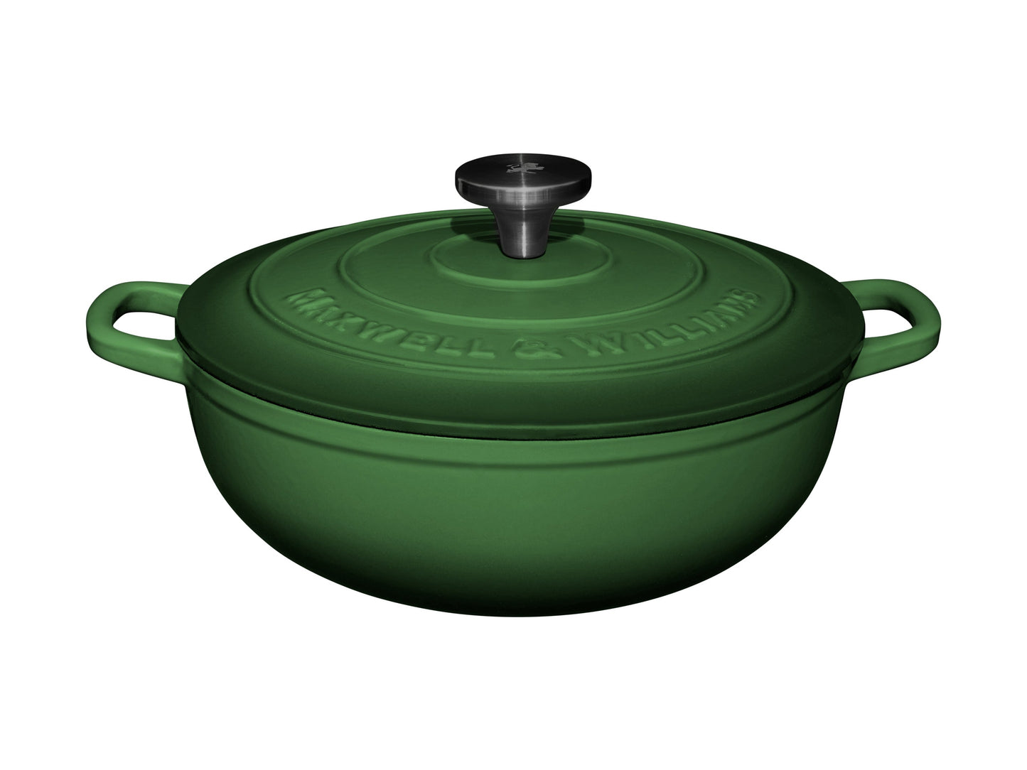 Maxwell & Williams Cast Iron Round Casserole English Racing Green 26cm Gift Boxed