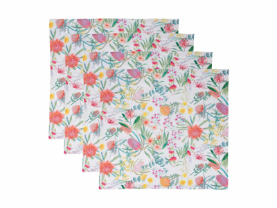 Maxwell & Williams Royal Botanic Gardens Native Blooms Cotton Napkin Set of 4 45x45cm