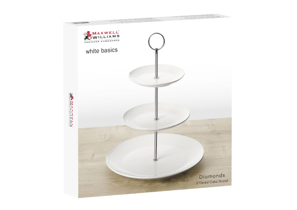 Maxwell & Williams White Basics Diamonds 3-Tier Cake Stand  3pcee