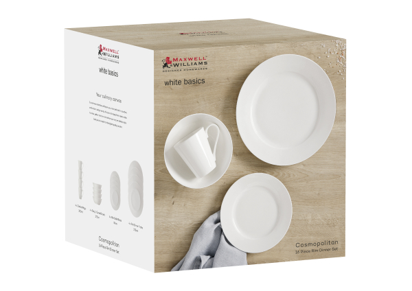 Maxwell & Williams White Basics Cosmopolitan Rim Dinner Set  16pce