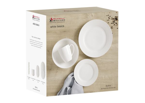 Maxwell & Williams White Basics Soho Rim Dinner Set  16pcee