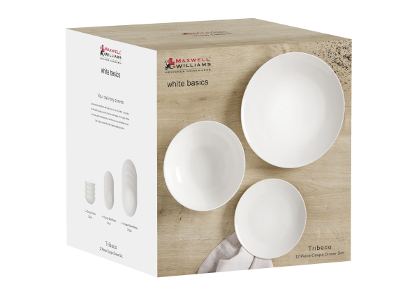 Maxwell & Williams White Basics Tribeca Coupe Dinner Set 12pcee