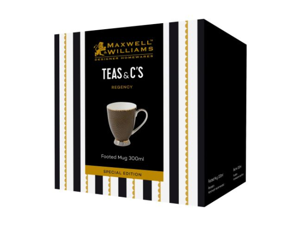 Maxwell & Williams Teas & C's Regency Footed Mug 300ML Black Gift Boxed