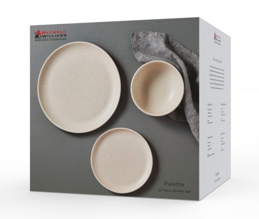 Maxwell & Williams Palette Dinner Set 12pc Cream Speckle Gift Boxed