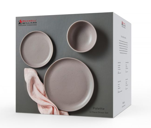 Maxwell & Williams Palette Dinner Set 12pc Grey Speckle Gift Boxed