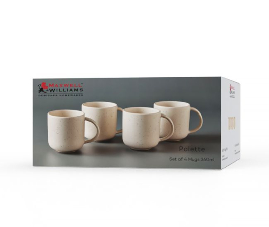 Maxwell & Williams Palette Mug Set of 4 360ML Cream Speckle Gift Boxed