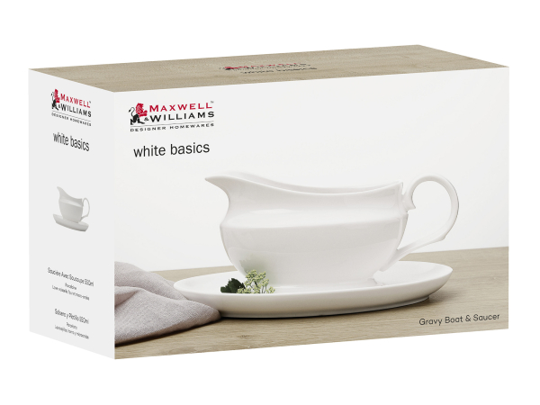 Maxwell & Williams White Basics Gravy Boat & Saucer  550ml